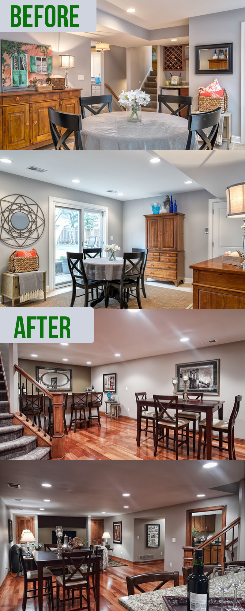 before and after basement makeovers