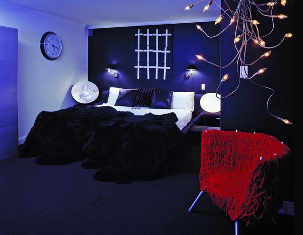 gothic black and purple bedroom