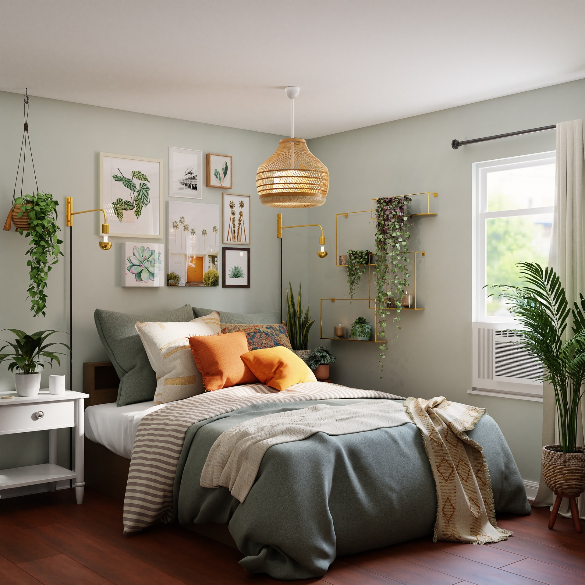 Houseplant will add life and freshness to your guest room.