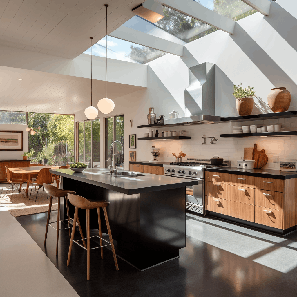A Cape Cod kitchen with a skylight