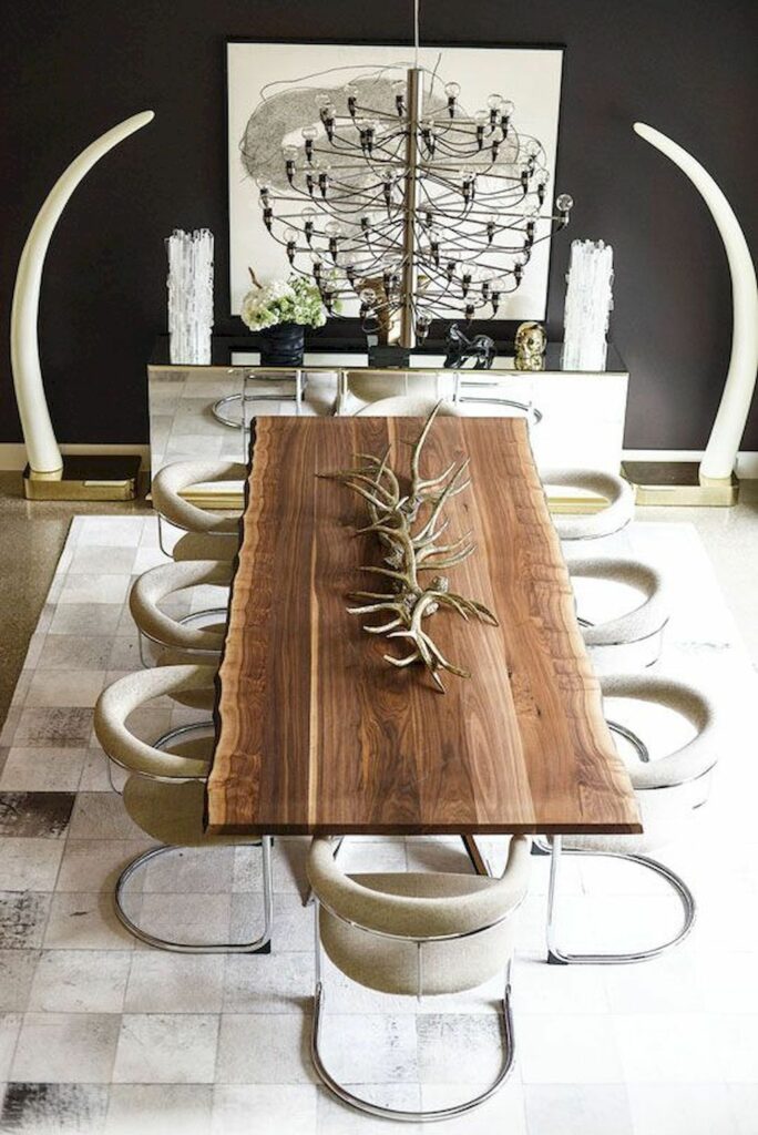 Amazing Wooden table with rounded chair around