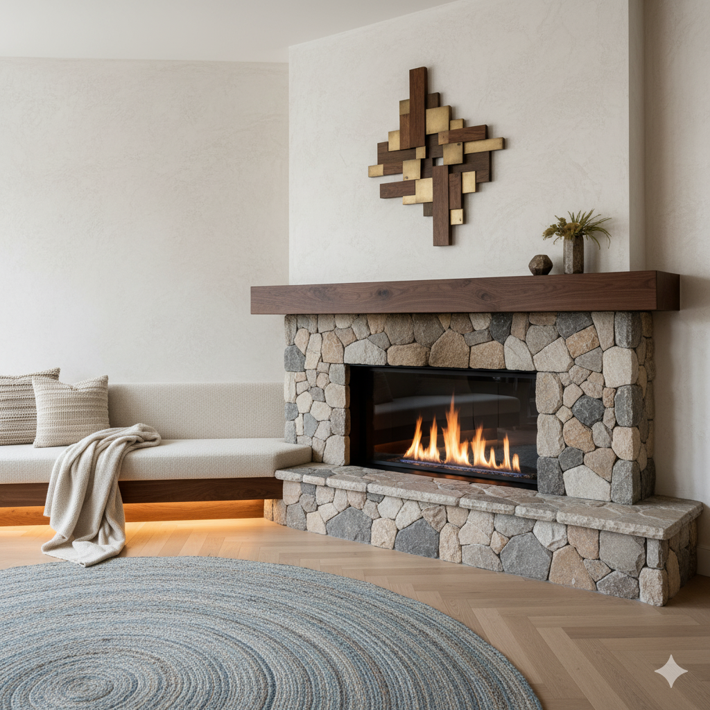 a corner fireplace