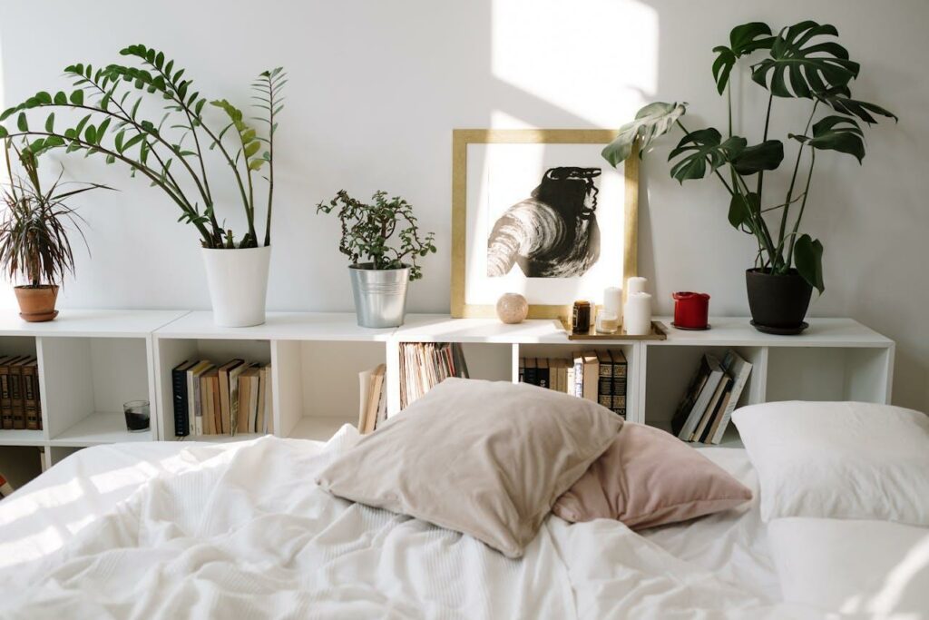 Bedroom with plant decor 