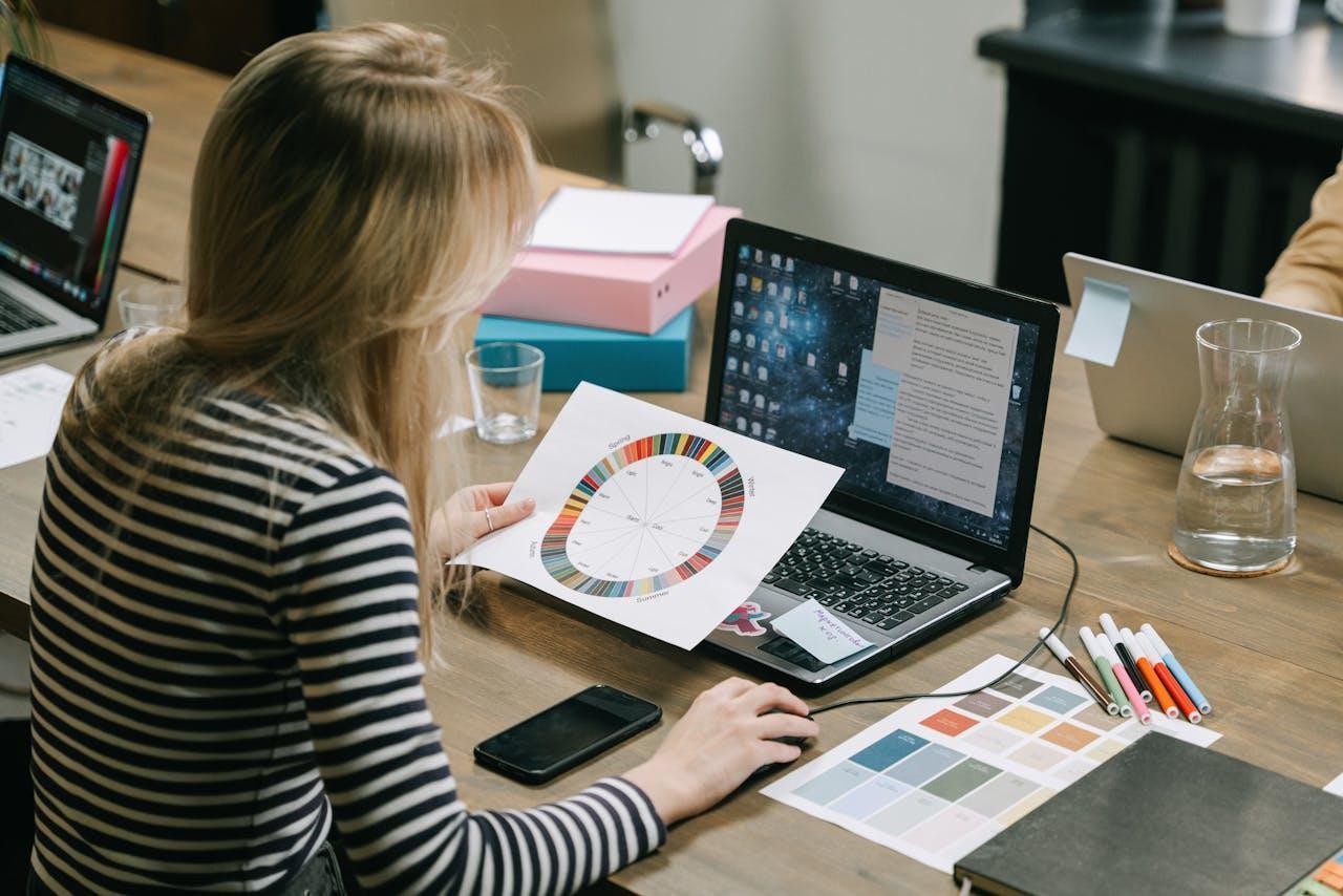 A woman learning how to match different styles and colors in your home.